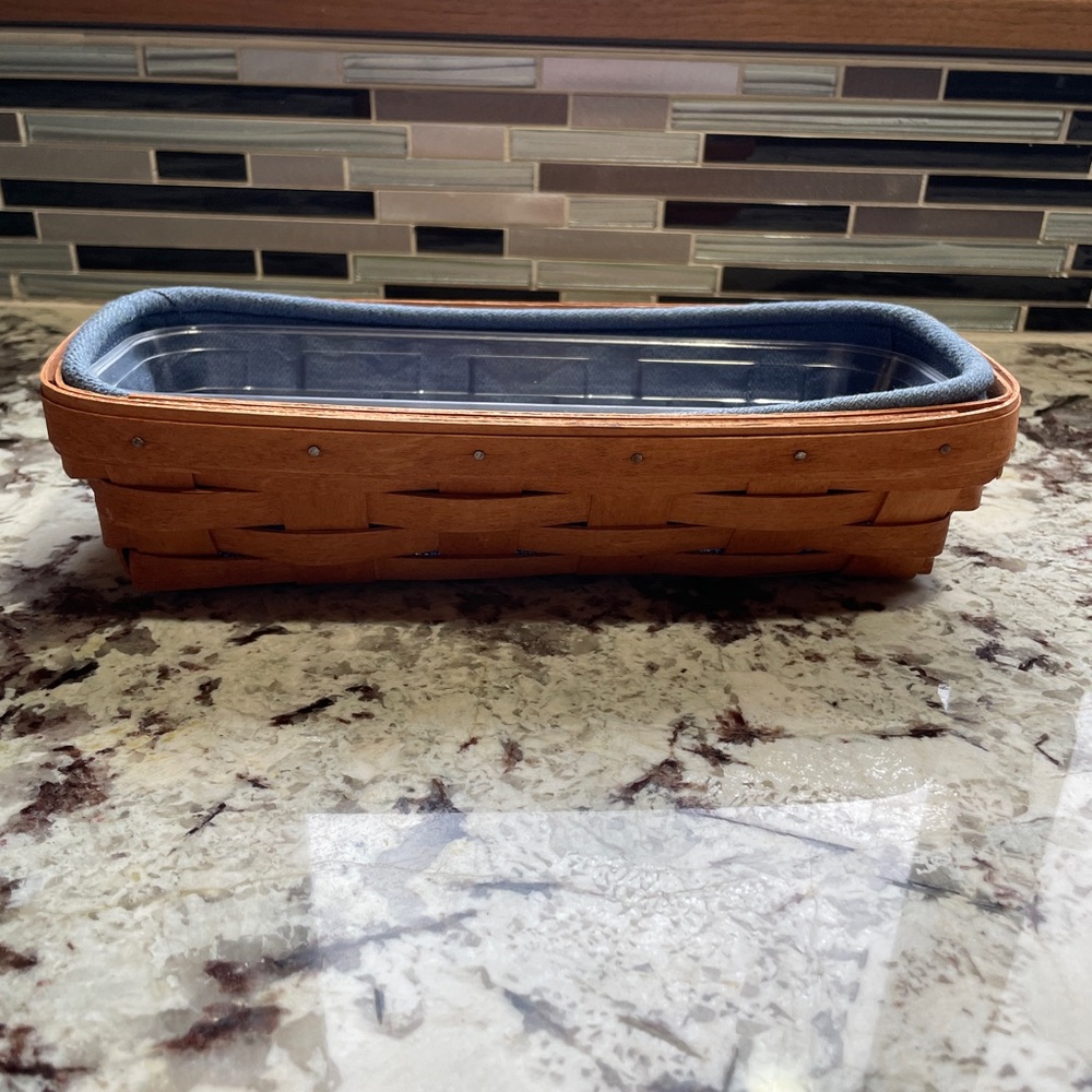 1991 Longaberger Collection Cracker Basket Solid Blue Liner Protector